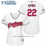 Camiseta Beisbol Mujer Cleveland Indians 2017 Postemporada 22 Jason Kipnis Blanco Cool Base