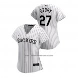 Camiseta Beisbol Mujer Colorado Rockies Trevor Story 2020 Replica Primera Blanco