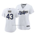 Camiseta Beisbol Mujer Los Angeles Dodgers Edwin Rios 2021 Gold Program Replica Blanco
