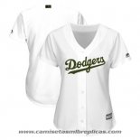 Camiseta Beisbol Mujer Los Angeles Dodgers Personalizada Blanco
