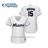 Camiseta Beisbol Mujer Miami Marlins Brian Anderson Cool Base Primera 2019 Blanco