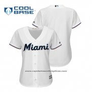 Camiseta Beisbol Mujer Miami Marlins Cool Base Primera Personalizada 2019 Blanco