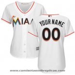 Camiseta Beisbol Mujer Miami Marlins Personalizada Blanco