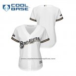 Camiseta Beisbol Mujer Milwaukee Brewers 2019 Postemporada Cool Base Blanco