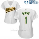 Camiseta Beisbol Mujer Oakland Athletics Billy Burns Blanco Autentico Collection Cool Base