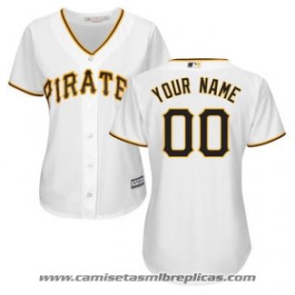 Camiseta Beisbol Mujer Pittsburgh Pirates Personalizada Blanco