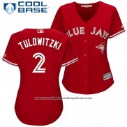 Camiseta Beisbol Mujer Toronto Blue Jays 2 Troy Tulowitzki Scarlet2017 Cool Base
