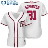 Camiseta Beisbol Mujer Washington Nationals 31 Max Scherzer Blanco 2017 Cool Base