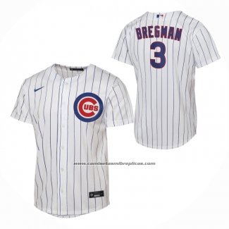 Camiseta Beisbol Nino Chicago Cubs Alex Bregman Primera Replica Blanco