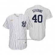 Camiseta Beisbol Nino New York Yankees Luis Severino Cooperstown Collection Primera Blanco