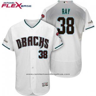 Camiseta Beisbol Hombre Arizona Diamondbacks 2017 Postemporada 38 Robbie Ray Blanco Flex Base