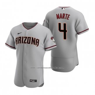 Camiseta Beisbol Hombre Arizona Diamondbacks Ketel Marte Autentico 2020 Road Gris