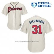 Camiseta Beisbol Hombre Atlanta Braves 31 Greg Maddux Crema Alterno Cool Base