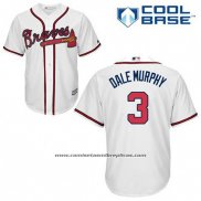Camiseta Beisbol Hombre Atlanta Braves 3 Dale Murphy Blanco Primera Cool Base