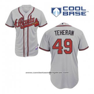 Camiseta Beisbol Hombre Atlanta Braves 49 Julio Teheran Gris Cool Base