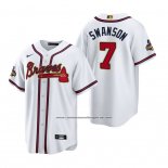 Camiseta Beisbol Hombre Atlanta Braves Dansby Swanson 2022 Gold Program Replica Blanco
