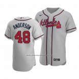 Camiseta Beisbol Hombre Atlanta Braves Ian Anderson Autentico Road Gris