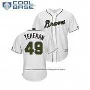 Camiseta Beisbol Hombre Atlanta Braves Julio Teheran 2018 Dia de los Caidos Cool Base Blanco