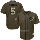 Camiseta Beisbol Hombre Baltimore Orioles 5 Brooks Robinson Verde Salute To Service