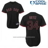 Camiseta Beisbol Hombre Boston Red Sox 34 David Ortiz Negro Fashion Cool Base