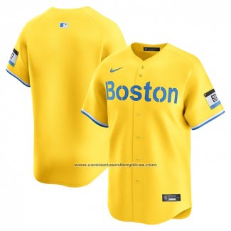 Camiseta Beisbol Hombre Boston Red Sox City Connect Limited Amarillo