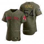 Camiseta Beisbol Hombre Boston Red Sox Martin Perez Camuflaje Digital Verde 2021 Salute To Service