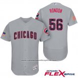 Camiseta Beisbol Hombre Chicago Cubs 2017 Estrellas y Rayas Cubs 56 Hector Rondon Gris Flex Base