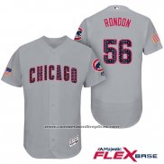 Camiseta Beisbol Hombre Chicago Cubs 2017 Estrellas y Rayas Cubs 56 Hector Rondon Gris Flex Base