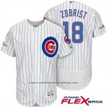 Camiseta Beisbol Hombre Chicago Cubs 2017 Postemporada 18 Ben Zobrist Blanco Flex Base