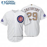 Camiseta Beisbol Hombre Chicago Cubs 29 Rob Zastryzny Blanco Oro Cool Base