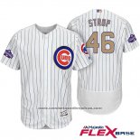 Camiseta Beisbol Hombre Chicago Cubs 46 Pedro Strop Blanco Oro Flex Base