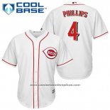 Camiseta Beisbol Hombre Cincinnati Reds Brandon Phillips 4 Blanco Primera Cool Base