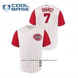 Camiseta Beisbol Hombre Cincinnati Reds Eugenio Suarez Throwback 1961 Cool Base Blanco Rojo