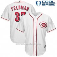 Camiseta Beisbol Hombre Cincinnati Reds Scott Feldman 37 Blanco Cool Base