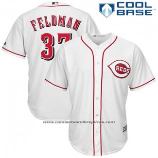 Camiseta Beisbol Hombre Cincinnati Reds Scott Feldman 37 Blanco Cool Base