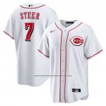 Camiseta Beisbol Hombre Cincinnati Reds Spencer Steer Primera Replica Blanco