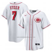 Camiseta Beisbol Hombre Cincinnati Reds Spencer Steer Primera Replica Blanco