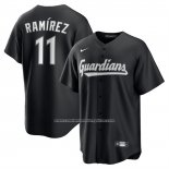 Camiseta Beisbol Hombre Cleveland Guardians Jose Ramirez Lights Out Replica Negro
