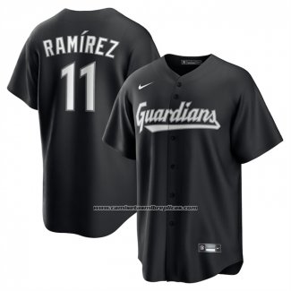 Camiseta Beisbol Hombre Cleveland Guardians Jose Ramirez Lights Out Replica Negro