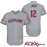 Camiseta Beisbol Hombre Cleveland Indians 2017 Estrellas y Rayas Francisco Lindor Gris Flex Base