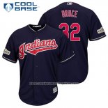 Camiseta Beisbol Hombre Cleveland Indians 2017 Postemporada 32 Jay Bruce Azul Cool Base