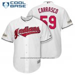 Camiseta Beisbol Hombre Cleveland Indians 2017 Postemporada 59 Carlos Carrasco Blanco Cool Base