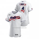 Camiseta Beisbol Hombre Cleveland Indians Bradley Zimmer 2020 Stars & Stripes 4th of July Blanco Camiseta Beisbol Hombre Cleveland Indians Bradley Zimmer 2020 Stars & Stripes 4th of July Blanco