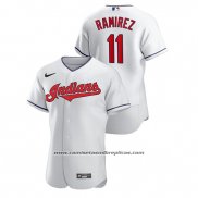 Camiseta Beisbol Hombre Cleveland Indians Jose Ramirez Autentico Blanco