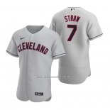 Camiseta Beisbol Hombre Cleveland Indians Myles Straw Autentico Road Gris