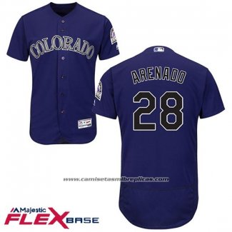Camiseta Beisbol Hombre Colorado Rockies 28 Nolan Arenado Violeta Flex Base