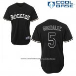 Camiseta Beisbol Hombre Colorado Rockies Carlos Gonzalez 5 Negro Fashion Cool Base