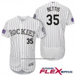 Camiseta Beisbol Hombre Colorado Rockies Chad Bettis 35 Blanco Autentico Collection Flex Base