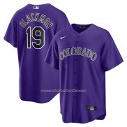 Camiseta Beisbol Hombre Colorado Rockies Charlie Blackmon Alterno Replica Violeta