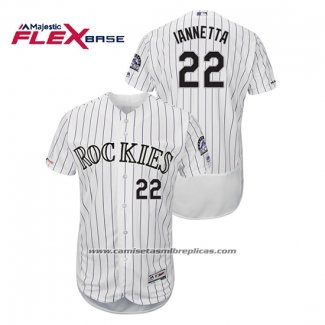 Camiseta Beisbol Hombre Colorado Rockies Chris Iannetta Autentico Collection Flex Base Blanco